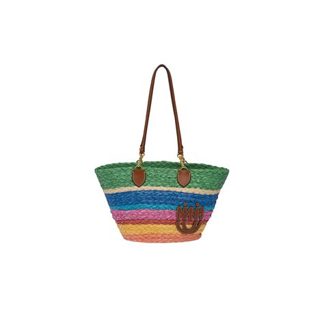 Raffia tote Multicolored/cognac 